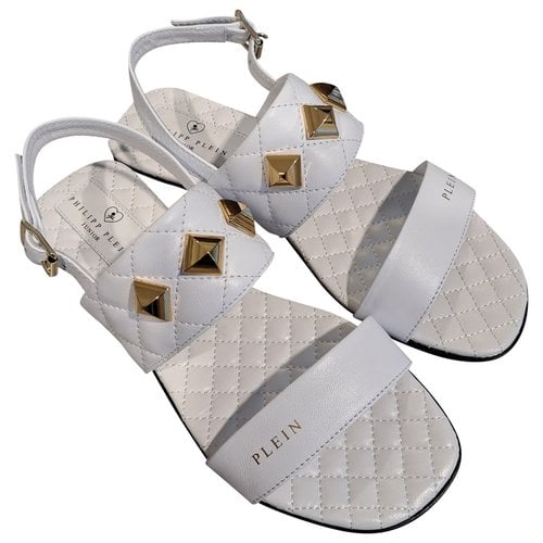 Pre-owned Philipp Plein Leather Sandal In White