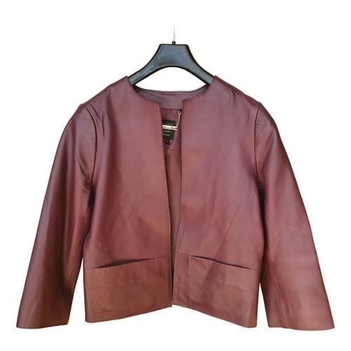 Pre-owned Ted Baker Leather Jacket In Burgundy