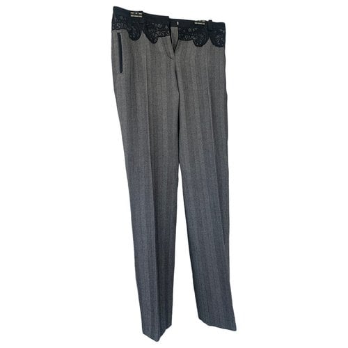 Pre-owned Versace Straight Pants In Grey
