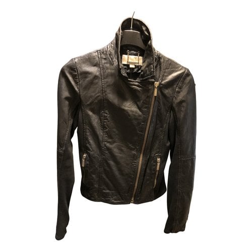 Pre-owned Michael Kors Leather Short Vest In Black