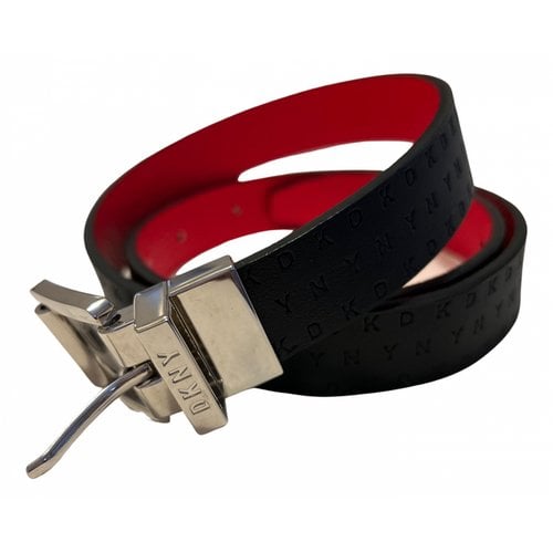 Pre-owned Dkny Leather Belt In Black