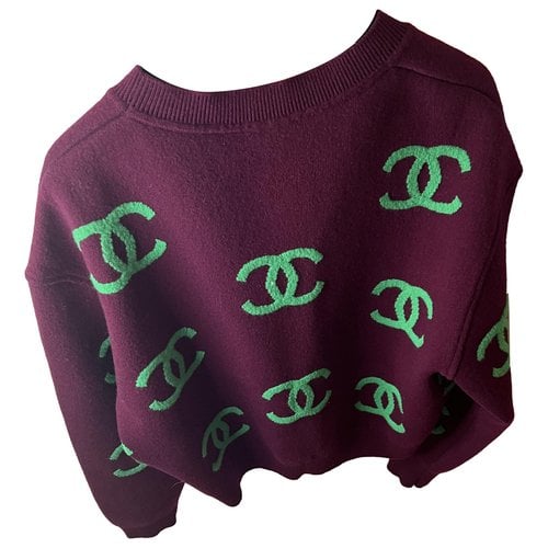 Pre-owned Chanel Cashmere Jumper In Burgundy