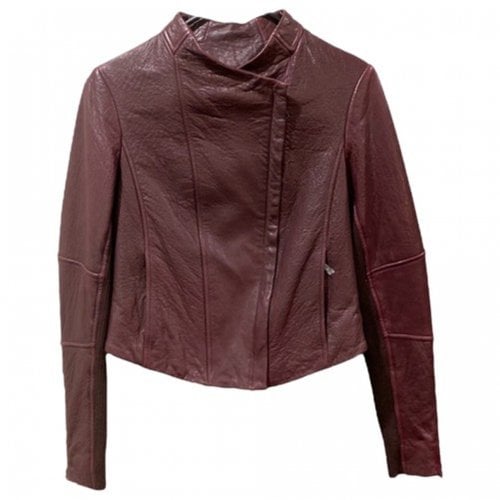 Pre-owned Vince Leather Jacket In Burgundy