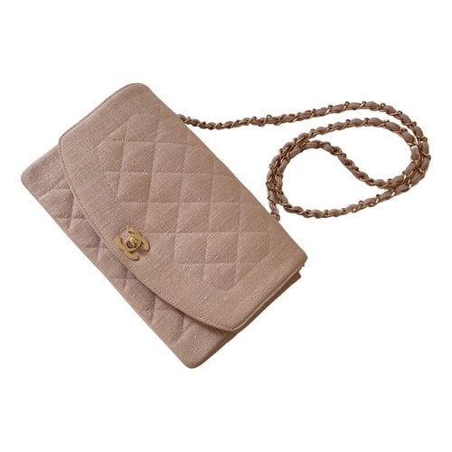 Pre-owned Chanel Diana Cloth Crossbody Bag In Pink