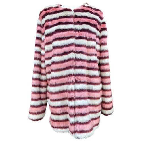Pre-owned Pinko Faux Fur Coat In Pink