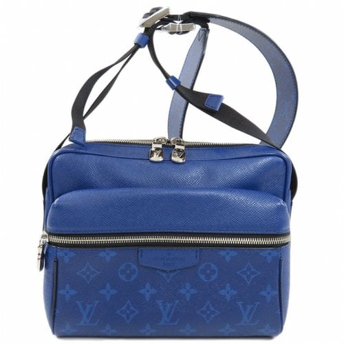 Pre-owned Louis Vuitton Outdoor Leather Satchel In Navy