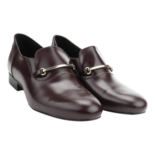 Pre-owned Claudie Pierlot Leather Flats In Burgundy