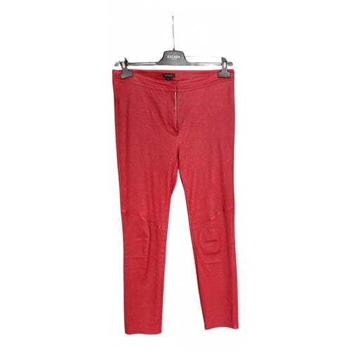 Pre-owned Escada Leather Trousers In Red