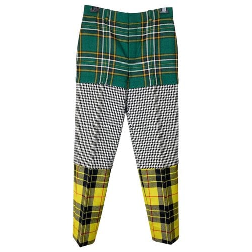 Pre-owned Balenciaga Wool Straight Pants In Multicolour
