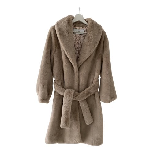 Pre-owned Nenette Faux Fur Coat In Beige
