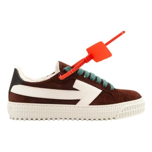 Pre-owned Off-white Arrow Leather Trainers In Burgundy