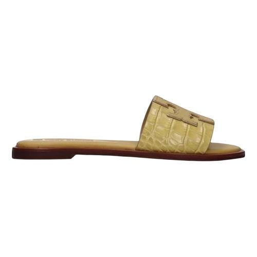 Pre-owned Tory Burch Leather Mules In Yellow