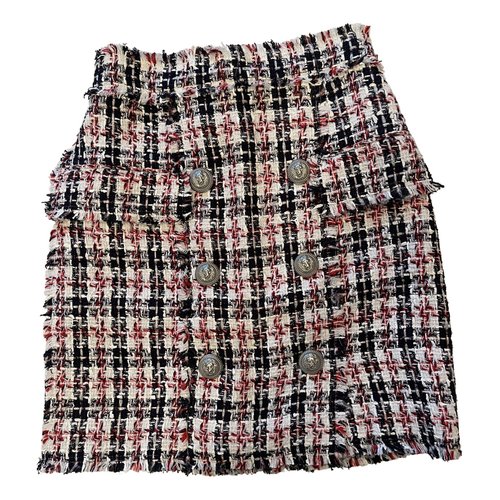 Pre-owned Balmain Tweed Mini Skirt In Multicolour