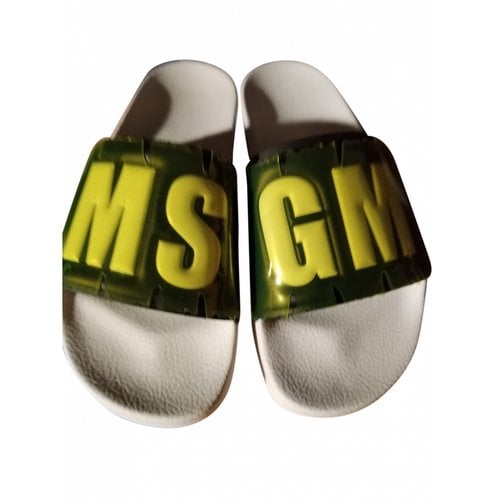 Pre-owned Msgm Mules In Green