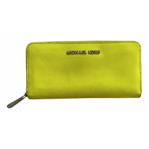 Pre-owned Michael Kors Vegan Leather Wallet In Yellow