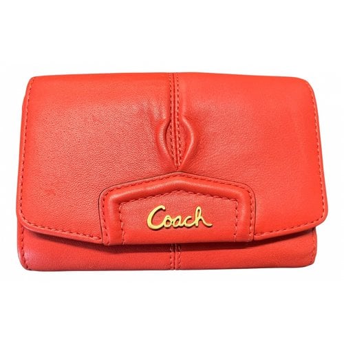 Pre-owned Coach Leather Wallet In Orange