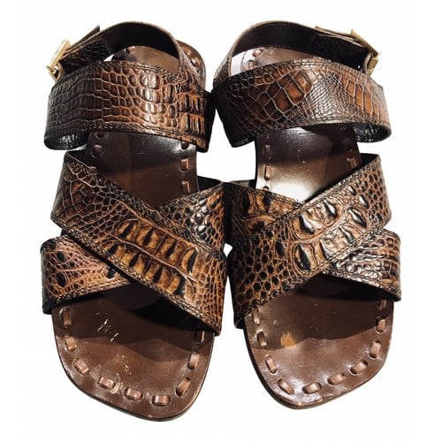 Pre-owned Versace Crocodile Sandals In Brown