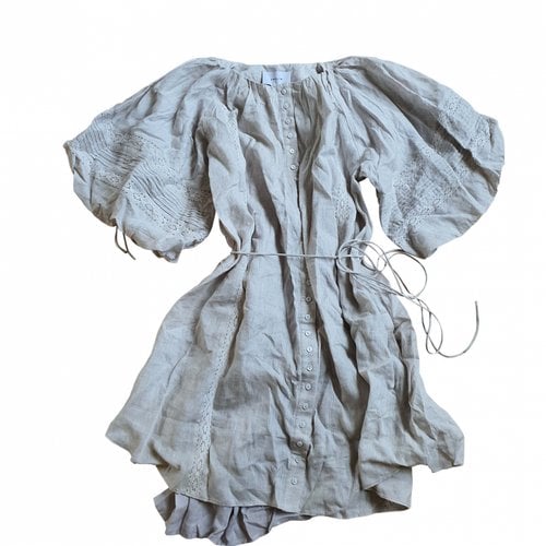 Pre-owned Joslin Studio Linen Mini Dress In Grey