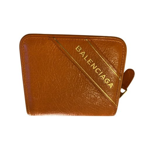 Pre-owned Balenciaga Leather Wallet In Orange