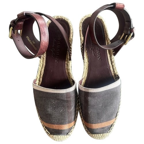 Pre-owned Burberry Cloth Espadrilles In Brown