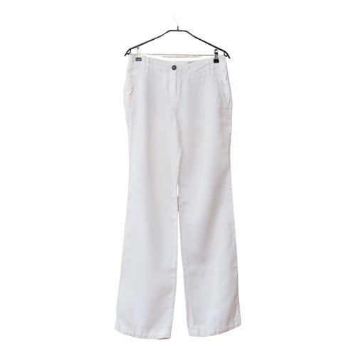 Pre-owned Marc Cain Linen Straight Pants In White