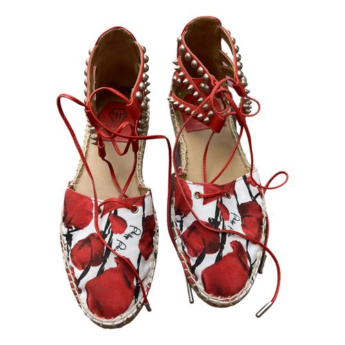 Pre-owned Philipp Plein Cloth Espadrilles In Red