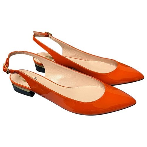 Pre-owned Lanvin Patent Leather Sandals In Orange