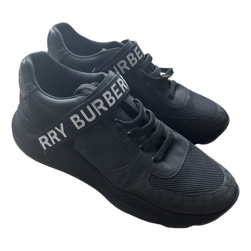 Pre-owned Burberry High Trainers In Black