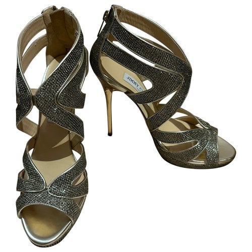 Pre-owned Jimmy Choo Glitter Sandals In Silver