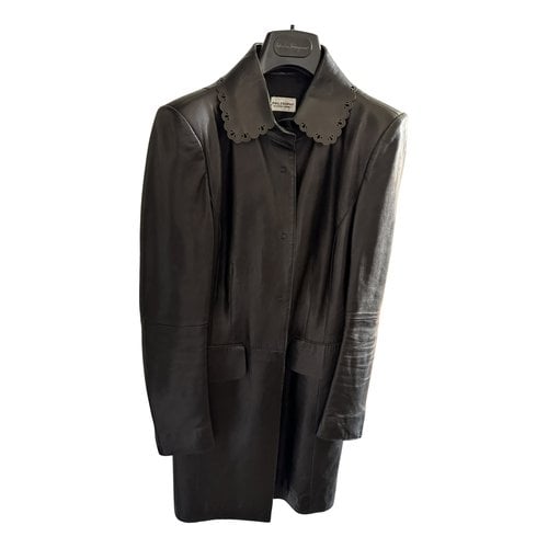 Pre-owned Philosophy Di Alberta Ferretti Leather Coat In Black