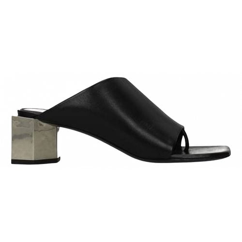 Pre-owned Off-white Leather Mules In Black