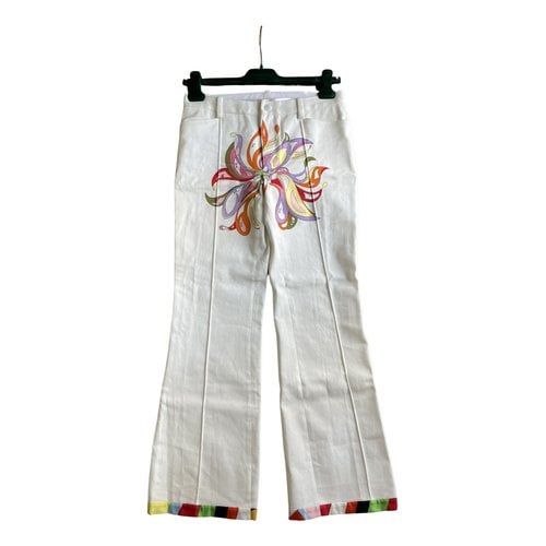 Pre-owned Emilio Pucci Straight Pants In White