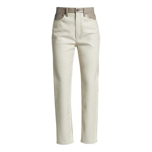 Pre-owned Agolde Vegan Leather Straight Pants In Beige