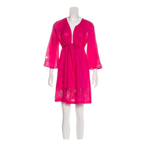 Pre-owned Diane Von Furstenberg Linen Mid-length Dress In Pink