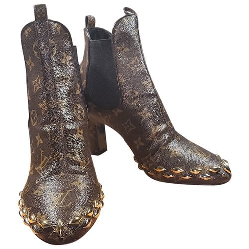 Pre-owned Louis Vuitton Leather Western Boots In Brown