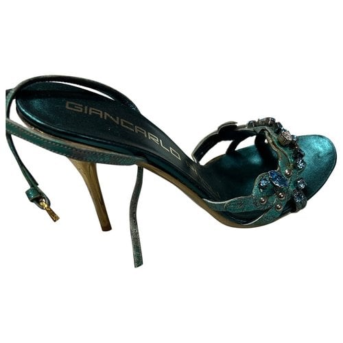 Pre-owned Giancarlo Paoli Leather Sandal In Turquoise