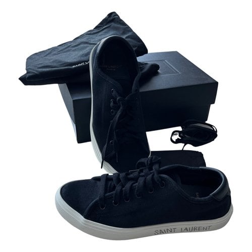 Pre-owned Saint Laurent Cloth Trainers In Black