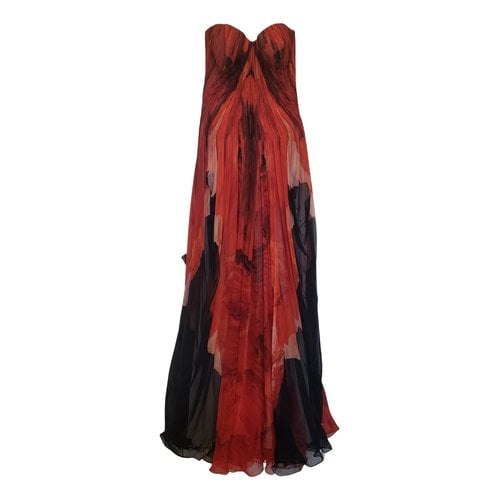 Pre-owned Alexander Mcqueen Silk Maxi Dress In Red