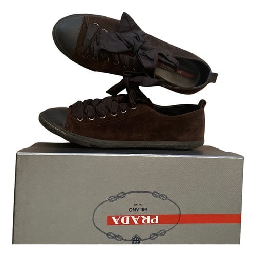 Pre-owned Prada Trainers In Brown