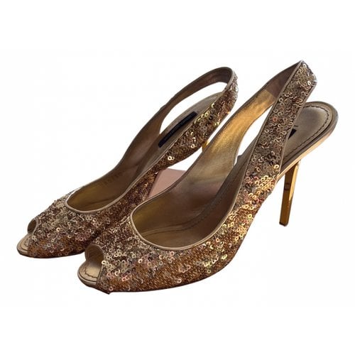 Pre-owned Louis Vuitton Glitter Sandals In Gold