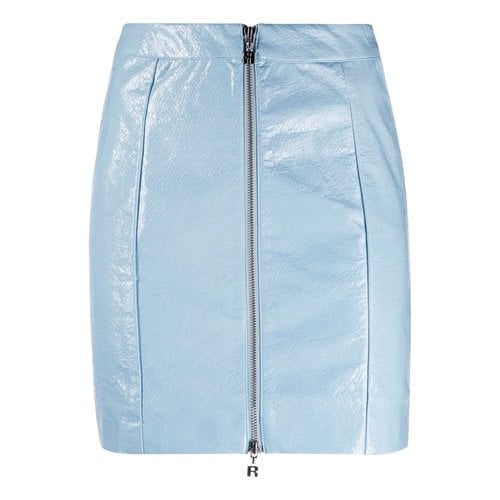 Pre-owned Rotate Birger Christensen Vegan Leather Mini Skirt In Blue