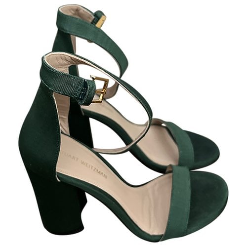 Pre-owned Stuart Weitzman Cloth Sandals In Green