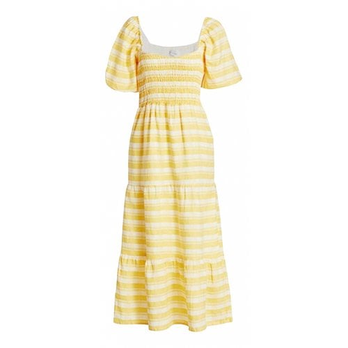 Pre-owned Faithfull The Brand Linen Mid-length Dress In Yellow
