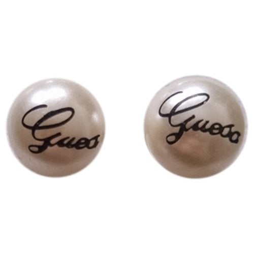 Pre-owned Guess Earrings In White