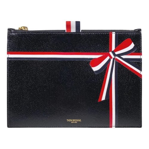 Pre-owned Thom Browne Leather Clutch Bag In Black