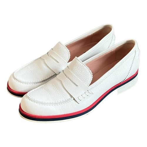 Pre-owned Pollini Leather Flats In White