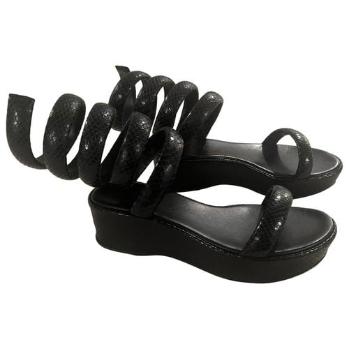 Pre-owned Cult Gaia Leather Sandal In Black