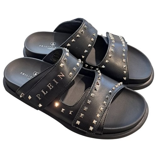 Pre-owned Philipp Plein Leather Sandal In Black