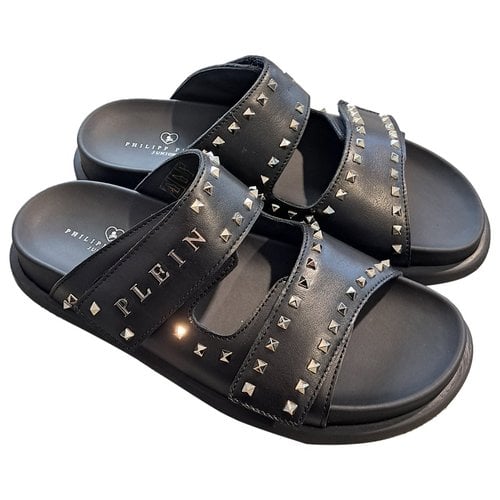 Pre-owned Philipp Plein Leather Sandal In Black