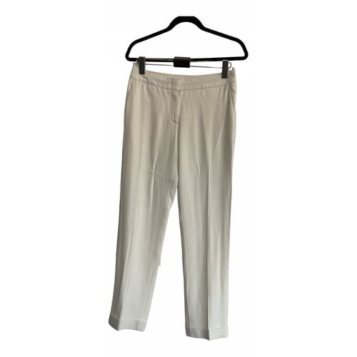 Pre-owned Alexander Mcqueen Silk Straight Pants In White
